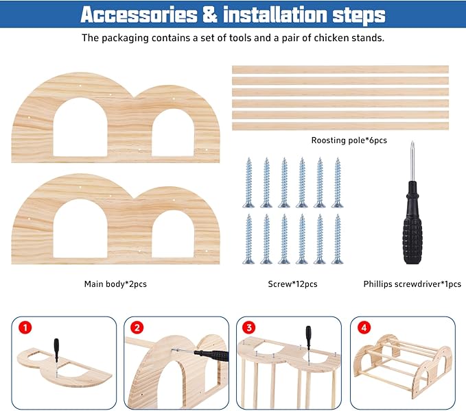 Double Layer Wooden Chicken Perch, Baby Chick Roosting Bars in Coop and Brooder, Chicken Toys, Coop Accessories for Large Bird