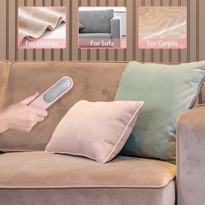 Dog Hair Remover Brush, Cat Grooming Brush for Long and Short Hair Dogs Cats, Self Cleaning Shedding Brush for Massage, Removes Puppy Loose Undercoat Mats Tangled Hair (Pink)