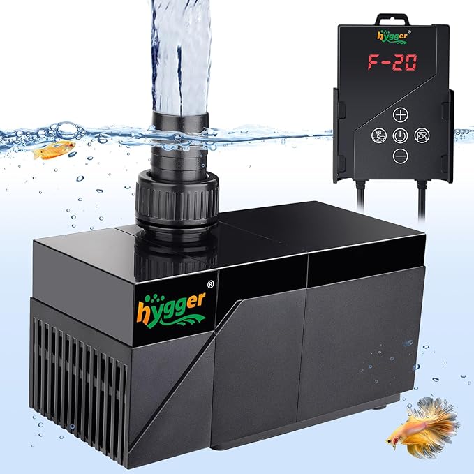 hygger 1850GPH Aquarium Water Pump with Intelligent Controllerï¼_C 24V Ultra Quiet Powerhead, Powerful Return Pump for Fish Tanks, Aquariums, Ponds, Fountains, Sump, Hydroponics(55W, 14.8ft)