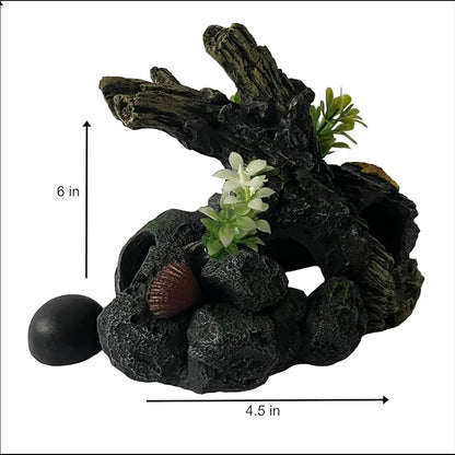 Aquarium Decor Magnetic Driftwood Outcropping Ornament –Wall-Mounted Fish Tank Accessory