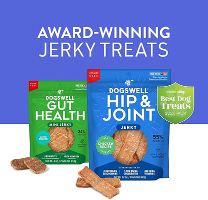 DOGSWELL Gut Health Mini Jerky Functional Dog Treats, Lamb 4 oz. Bag