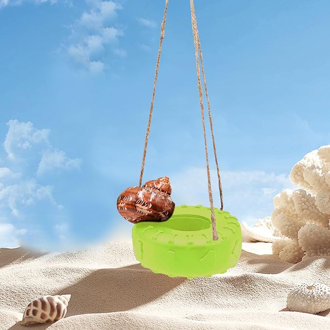 Hermit Crab Tire Swing Toy, Hermit Crab Climbing Toy, Reptile Tank Aquarium Decoration Accessory, Suitable for Small to Medium Sized Hermit Crabs, 3.7 Inches in Diameter