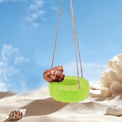 Hermit Crab Tire Swing Toy, Hermit Crab Climbing Toy, Reptile Tank Aquarium Decoration Accessory, Suitable for Small to Medium Sized Hermit Crabs, 3.7 Inches in Diameter
