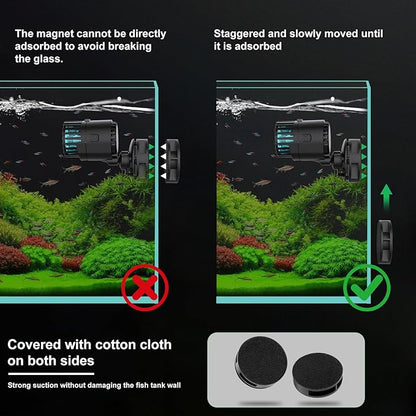 Aquarium Wave Maker -1050 GPH Power Heads with Magnetic Suction Base, Ultra-Quiet 360 Degree Rotating Submersible Aquarium Powerhead for 20-60 Gal Saltwater & Freshwater Fish Tanks