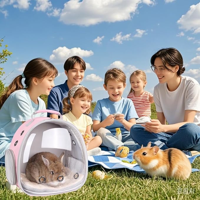 Portable Rabbit Backpack Carrier Space Capsule Bubble Window Pet Carrier Cage Travel for Bunny, Bearded Dragon, Squirrel, Tortoise, Bird, Lizard, Sugar Glider