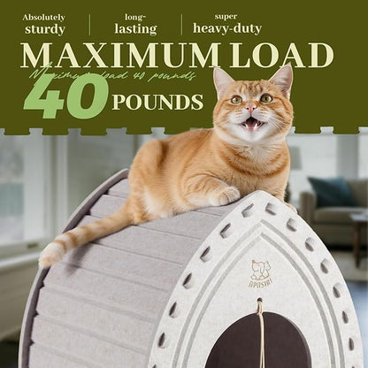 Apasiri Cat House for Indoor Cats: Innovative Polyester Fiber Cat Bed Cave, Sturdy and Scratch-Resistant, Compatible with Heating Pads. Original Castle Design_he Ultimate Gift for Your Feline Friend