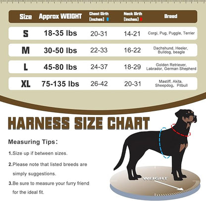 AUROTH Tactical Dog Harness for Large Dogs No Pull Adjustable Pet Harness Reflective K9 Working Training Easy Control Pet Vest Military Service Dog Harnesses Desert Camo XL
