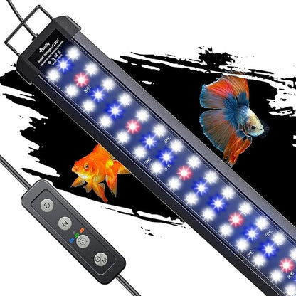 Pawfly 28W Aquarium LED Light for 36 to 42 Inch Extendable Fish Tank Light with Full Spectrum Brilliant White Blue Red Lights with Daytime & Night Modes Timer Auto On/Off Adjustable Brightness