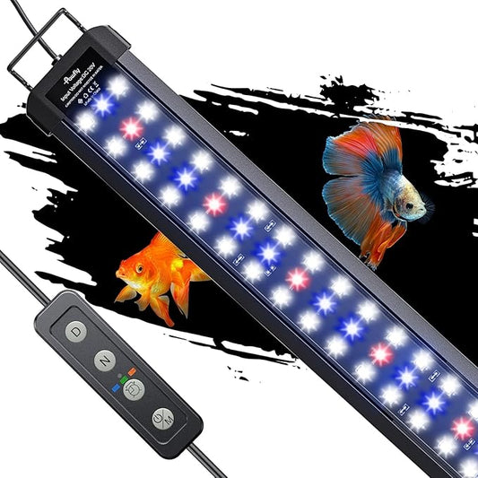 Pawfly 28W Aquarium LED Light for 36 to 42 Inch Extendable Fish Tank Light with Full Spectrum Brilliant White Blue Red Lights with Daytime & Night Modes Timer Auto On/Off Adjustable Brightness