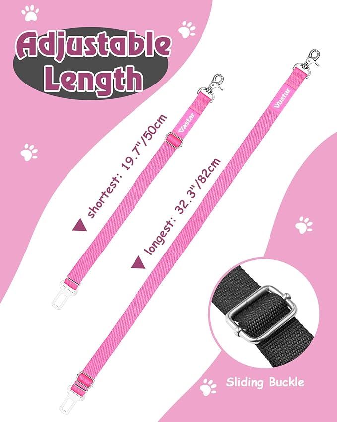 Vastar 2 Packs Adjustable Pet Dog Cat Car Seat Belt Safety Leash Vehicle Seatbelt