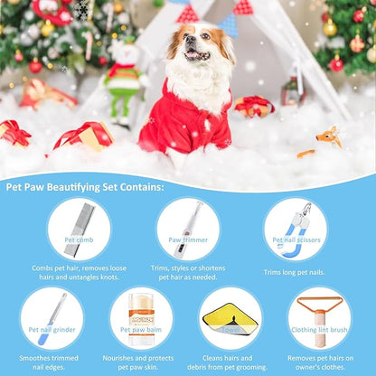 Dog Paw Trimmer with LED, Paw Trimmer for Dogs, Dog Grooming Kit, Dog Hair Trimmer, Dog Clippers with Double Blades, Low Noise, Waterproof, Rechargeable, for Paws, Ears, Face, Rump