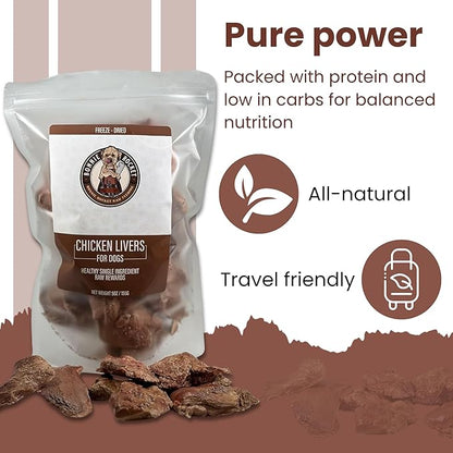 Freeze-Dried Raw Chicken Liver Dog Treats - High-Protein, Vitamin A & B12, Iron-Rich Meat Dog Treats - 100% Natural Dog Snacks - 5oz