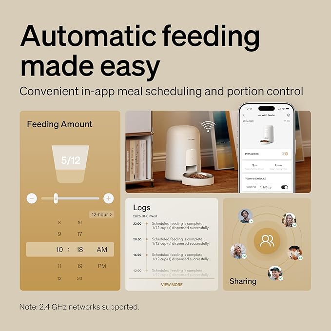 PETLIBRO Automatic Cat Feeder, Wi-Fi Rechargeable Cat Food Dispenser Battery-Operated with 30-Day Life, AIR Timed Pet Feeder for Cat & Dog, 2L Auto Cat Feeder