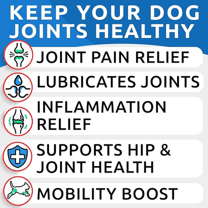 Hemp Hip & Joint Supplement for Dogs - Glucosamine for Dogs - Dog Joint Pain Relief Treats - Chondroitin, MSM - Mobility & Flexibility Support - Advanced Joint Care & Health - Made in USA