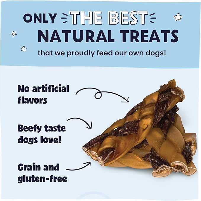 Pawstruck 2-in-1 Collagen Wrapped Jerky Natural Treats for Dogs - 5 Medium Braids - Limited Ingredient Grain Free for Small, Medium, and Large Dogs