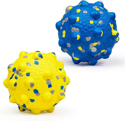 Upgrade Dog Balls for Aggressive Chewers, Indestructible Tennis Balls for Dogs, Durable Bouncy Dog Toy Balls, Interactive Dog Toys for Fetch Game, Lightweight Floating Dog Toys(Yellow+Blue Large)