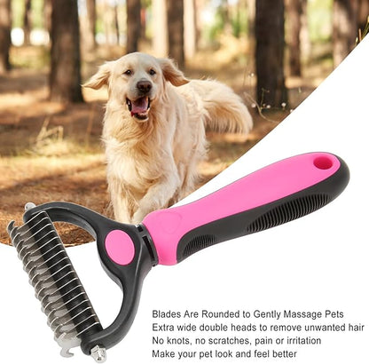 Undercoat Rake For Dogs,Double-Sided Dog Brush for Shedding,Dogs/Cats Professional Deshedding Brush,Removes Mats Tangled & Thinning Hairs with No Scratch,