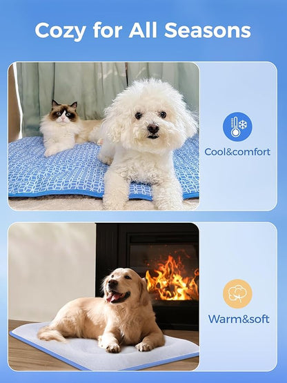 Rywell Dog Cooling Mat,24 * 18 Super Thick & Comfortable Cooling Mat for Dog with Arc-Chill 3.0 & PCM Tech(Q-Max>0.5), Endothermic Color Changing&Dual Sided for All-Year Use, Portable for Pet Bed