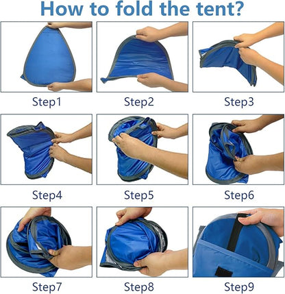 1pcs Pop Up Dog Cat Camping Tent, Blue Outdoor Play Tent House Portable Sun Shelter Pet Tent for Dogs Cats Puppy Kitty Other Small Animals, L