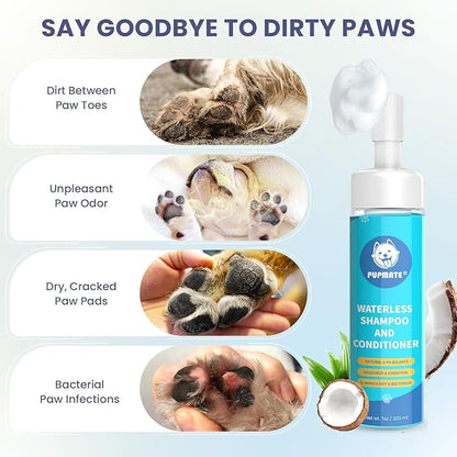 Dog Paw Care Kit | No-Rinse Paw Cleaner & Soothing Paw Balm | Gentle and Safe | Removes Tangles & Knots with Dog Grooming Comb | Paw Care Solution for Dogs and Cats