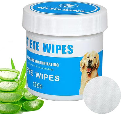 Pet Eye Wipes For Dogs, Natural Dog Wipes for Paws and Eyes,Gentle and Safe Dog Wipes Cleaning for Remove Tear Stains and Mucus, Dog Eye Wipes and Cleaning Wipes for Dog, Cat, furry animals 130 pcs