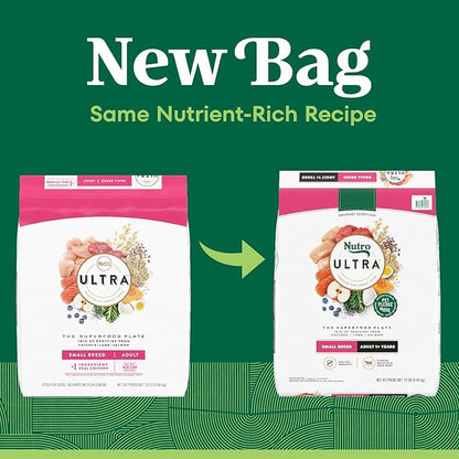 Nutro Ultra Adult Small Breed Dry Dog Food, Chicken, Lamb and Salmon Protein Trio, 12 lb. Bag