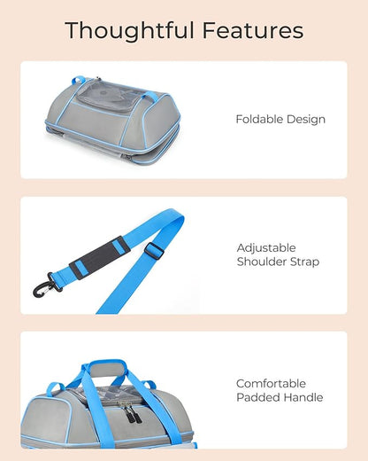 Expandable Cat Dog Carrier: NOBLE DUCK Soft-Sided Pet Carrier Airline Approved for Large Small Cats Dogs Collapsible Portable Travel Up to 25 Lbs Green