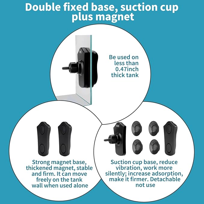 hygger 2100GPH Double Head Aquarium Wave Maker, Quiet 5W Aquarium Circulation Pump, with Strong Magnetic Suction Base, 360°Adjustable Power Head, for 40~110 Gal Tank