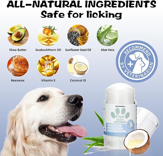 Dog Paw Pad Balm - Natural Lick Safe Cat Dog Paw Balm Soother & Moisturizer for Cracked Dry & Damaged Paws, Nose & Elbows,Dog Nose Balm, Snout Soother for Dogs
