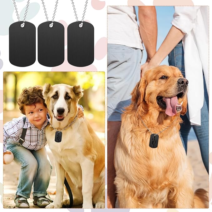 100 Pcs Military Dog Tags Set, 50 Pcs Personalized Engraved Aluminum Blank Dog Tags and 50 Pcs Iron Necklace Chain, Blank Dog Tags for Engraving, Dog Tags for Men, Black