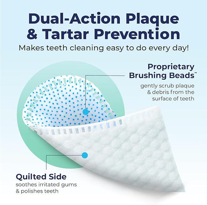 Vetnique Dentabliss - Dog Teeth Cleaning Finger Mitt Dental Wipe - Dog Plaque and Tartar Prevention with Brushing Beads - Convenient Peppermint Dog Teeth Wipes, Dog Breath Freshener