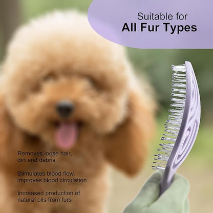 Eco-Friendly Detangling Pin Brush for Dogs and Cats | Ergonomic Handle Pet Brush for Wet or Dry Hair, Gentle Grooming Tool for Pets, Purple