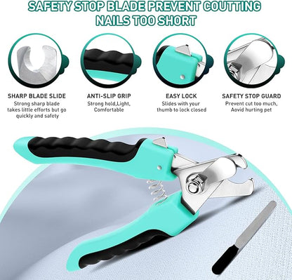 Dog Brush for Shedding, Self-Cleaning Slicker for Short & Long Haired Pets, Removes Mats, Tangles, Fur, Gentle on Skin, Ideal for Small, Medium, Large Dogs. Includes Flea Comb & Nail Clipper