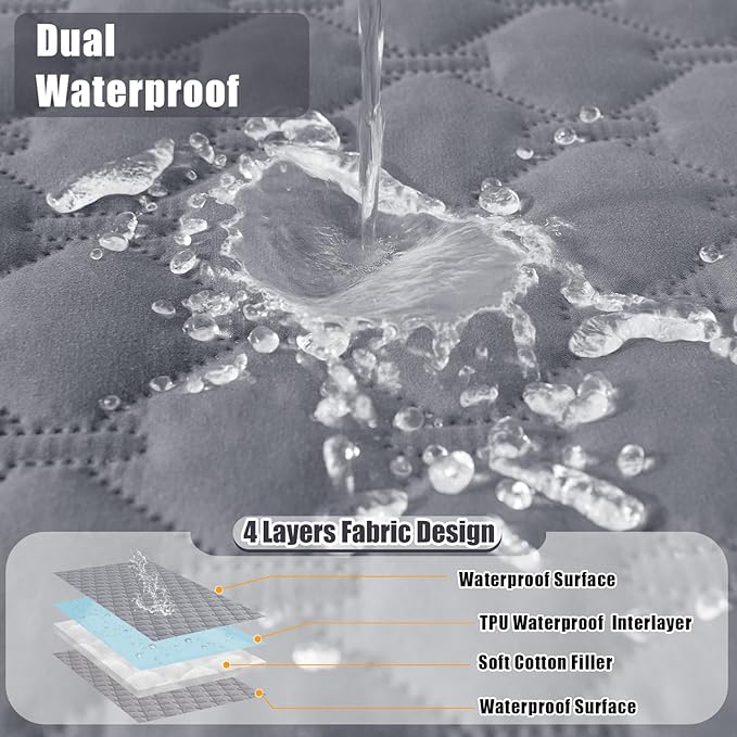 Smiry Waterproof Dog Blanket, Soft Dog Bed Cover Pet Blanket, Reversible Couch Cover for Dogs Washable, Pet Couch Covers for Sofa Furniture Protector for Puppy Cat (82x82 Inch, Grey/Light Grey)