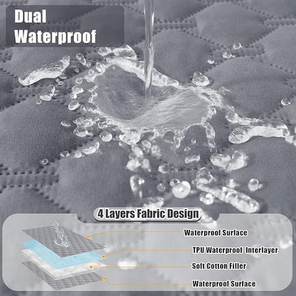 Smiry Waterproof Dog Blanket, Soft Dog Bed Cover Pet Blanket, Reversible Couch Cover for Dogs Washable, Pet Couch Covers for Sofa Furniture Protector for Puppy Cat (30x70 Inch, Grey/Light Grey)