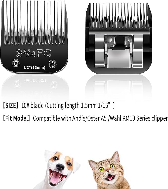 3FC Blades Dog Grooming Blades Compatible with Andis/Oster A5/Wahl KM-10 Series Dog Clippers,Detachable Clipper Replacement Blade,Black (3FC/3PCS)