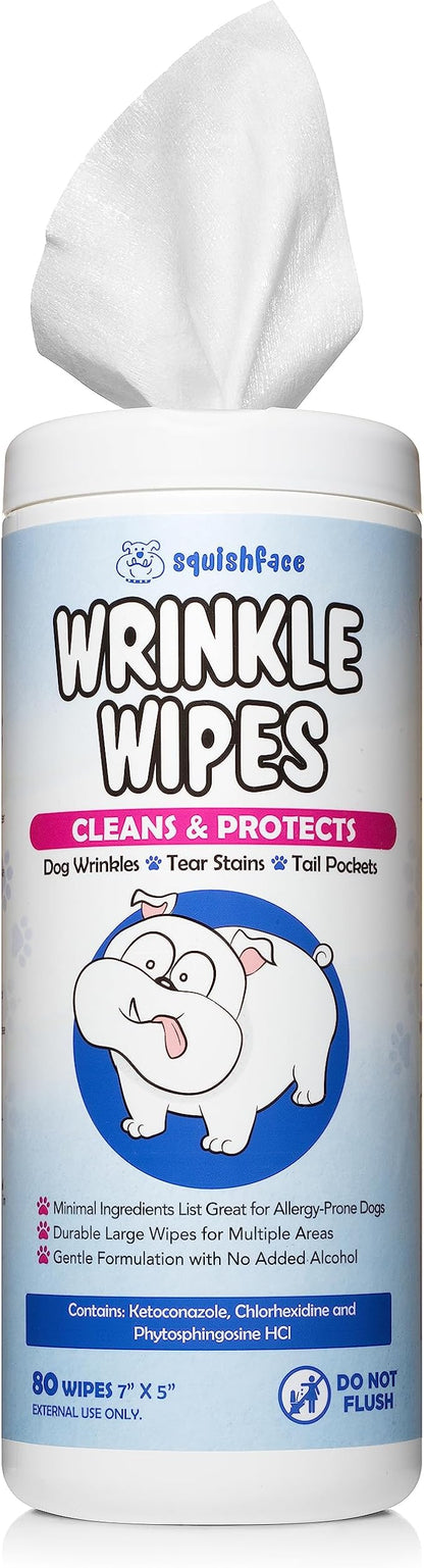 Squishface Tear Stain Paste + Wrinkle Wipes + Dog Ear Wipes Bundle - for Dogs with Wrinkles, Tear Stains, Tail Pockets, Irritated Paws & More - Great for All Breeds!