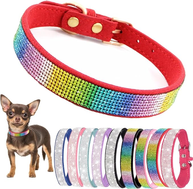 Rhinestone Dog Collars for Large Dogs, Bling Dog Collar with Diamond Crystal Glitter Sparkling Female Dog Collars for Medium Large Dogs Dark Black, XL