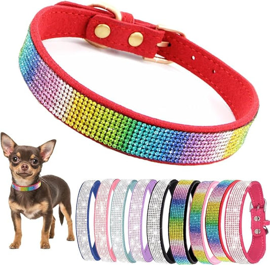 Rhinestone Dog Collars for Large Dogs, Bling Dog Collar with Diamond Crystal Glitter Sparkling Female Dog Collars for Medium Large Dogs Dark Black, XL