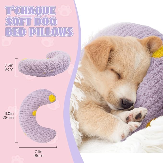 T'CHAQUE Cat Pillow, Dog Neck Pillow Anxiety Relief, Comfort Cat Pillows for Indoor Catsï¼ Ultra Soft Dog Calming Pillow Bed, Half Donut Cuddler Sleeping Improve Pillow Pet for Upper Spine Support