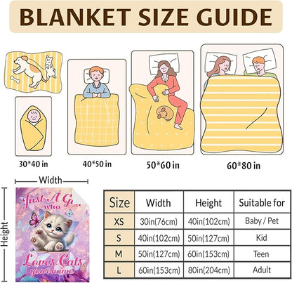 Custom Pink Cat Design Flannel Blanket for Kids Teens Adults, Personalized Throw Gifts for Girls Women, 40x50 Inch Soft Cozy Cute Cat Blanket for Sofa Couch Bed, Daughter Mom Gift Idea for Birthday