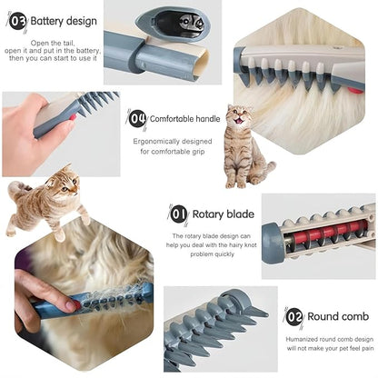 Cat Brush for Shedding - Electric Adjustable Dogs Comb, Comb and Trim 2-In-1 Pet Hair Removal Tool, Suitable for Detangling Tangled Hair on Cats and Dogs (3 Pcs)