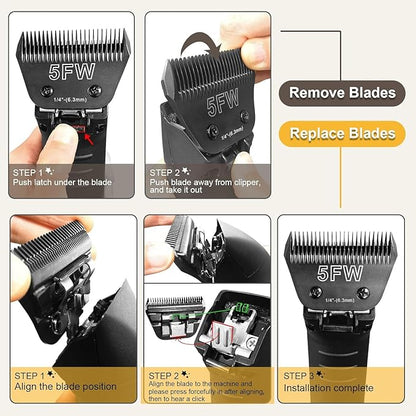 7FW Wide Blades for Dog Grooming Blades Compatible with Andis Dog Clippers Blades,Dog Clipper Blades Compatible with Oster A5,Wahl km10 Dog Clippers,Stainless-Steel Blade Sharp