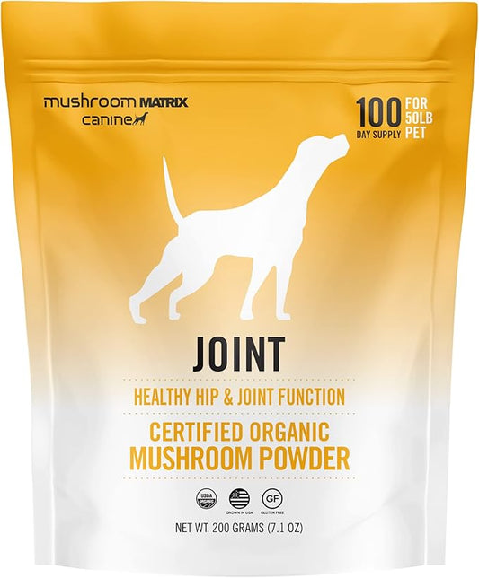 Om Mushroom Matrix Mushroom Joint & Hip Pet Supplement, Promotes Resilient Bones & Joints for Dogs & Cats, 200 Grams, 7.1 oz