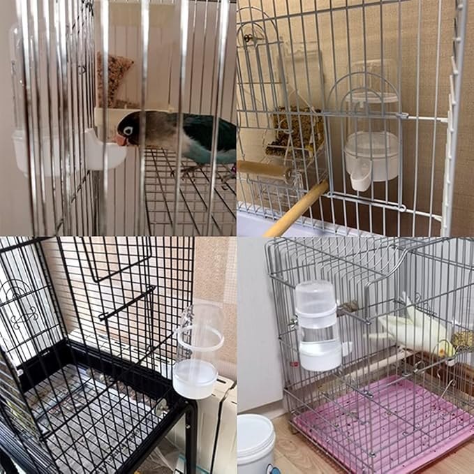 Pet Bird Water Feeder, 13.5 Oz Parrot Water Dispenser, Bird Cage Suspended Automatic Water Dispenser for Parakeet Budgie Lovebirds Cockatiel (2PCS)