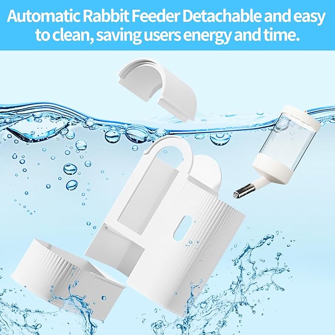 2 in 1 Rabbit Food Water Dispenser, Guinea Pig Water Bottle, Large Capacity Bunny Feeder for Cages, Automatic Bunny Feeder, for Rabbit Ferrets Guinea Pigs Small Animals (Pink, 2 in 1)