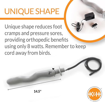 K&H Pet Products Thermo-Perch Heated Bird Perch Gray Large 2 X 14.5 Inches