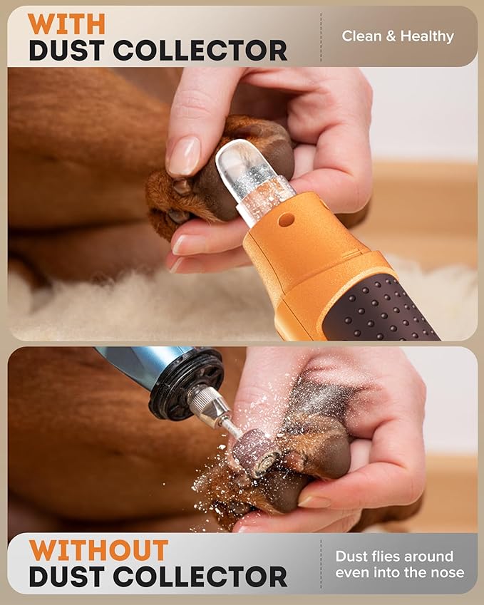 YABIFE 7-Speed Dog Nail Trimmers, Professional Dog Nail Grinder with Light - Heavy Duty Pet Nail Grinder for Dogs/Cats/Birds/Small Animals - Whisper Quiet, Single Hand Operation