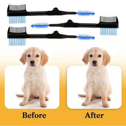 3 Pcs Double-Head Grooming Combs, Tear Stain and Eye Cleaning Combs for Pets, Removing Crust, Mucus, and Fleas