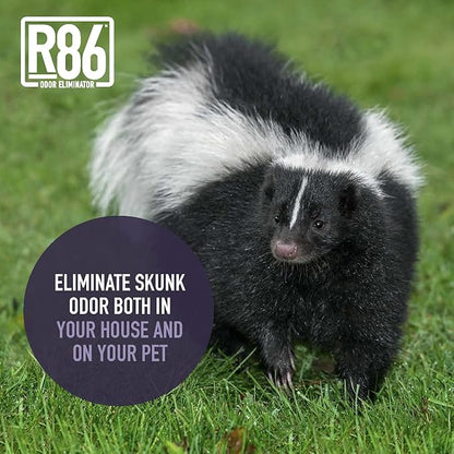 R86 Pet Odor Eliminator, Removes Odor from Litter Boxes, Carpet, and Hard Surfaces, Even Removes Skunk Smell from Cats & Dogs, Plant Based Formula, Use Wet or Dry, Hypoallergenic & Biodegradable